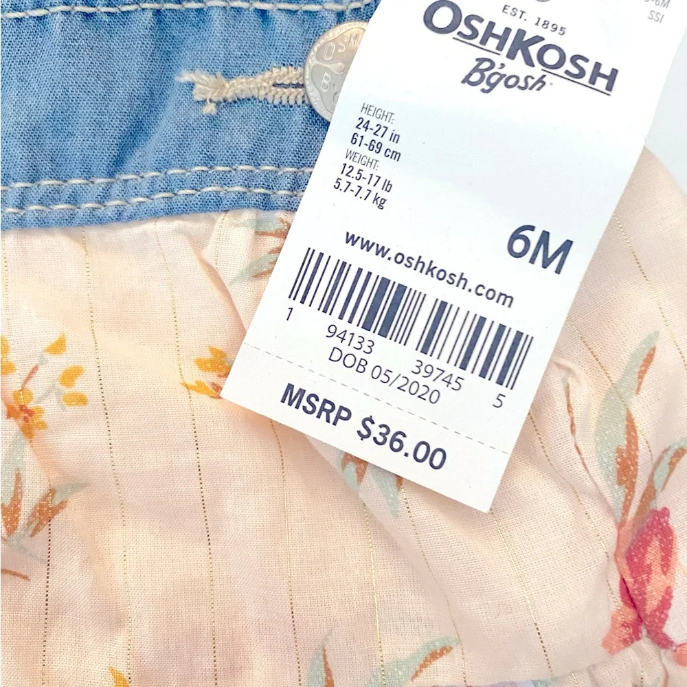 OshKosh B'gosh Baby 6 Month Dress Overall New With Tags